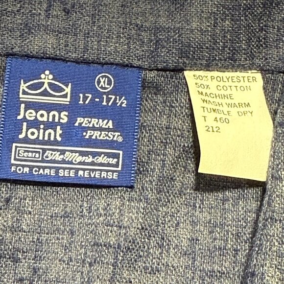 Vintage Sears Jeans Joint Mens Perma-Prest Blue Long Sleeve Button-Up Shirt XL - Picture 6 of 9